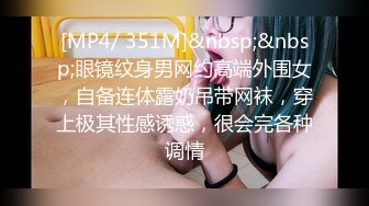 [MP4/ 351M]&nbsp;&nbsp;眼镜纹身男网约高端外围女，自备连体露奶吊带网袜，穿上极其性感诱惑，很会完各种调情